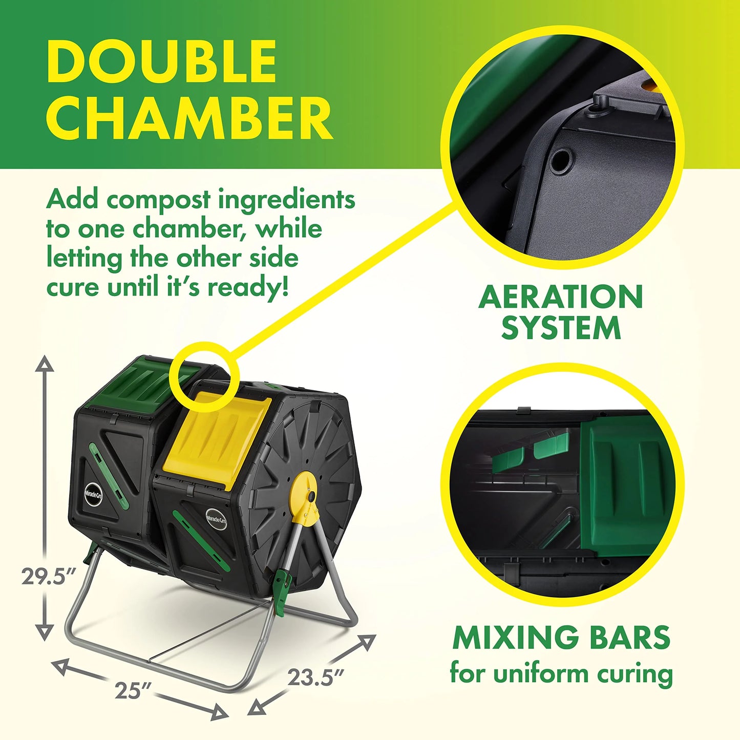 High Volume Dual Chamber Compost Tumbler 2 Sliding Doors