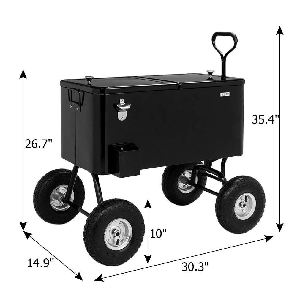 VINGLI 80 Quart Wagon Rolling Cooler Ice Chest