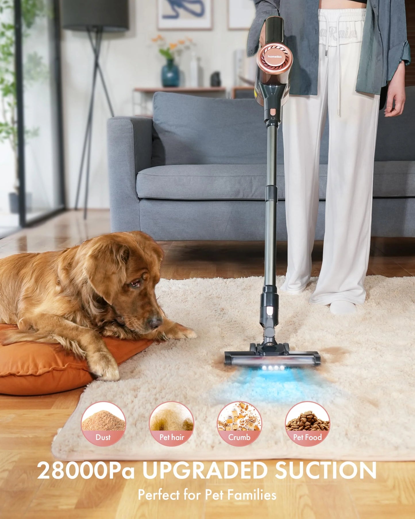 Homeika 28Kpa Cordless Vacuum for Carpet & Pet Hair