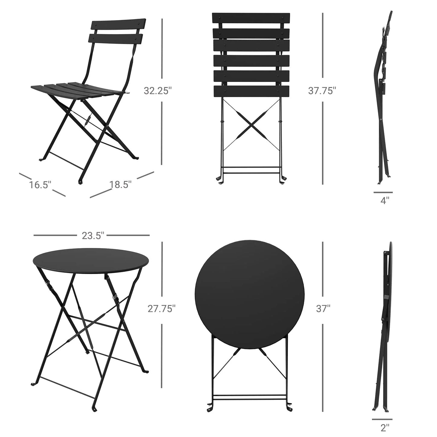 Grand patio 3-Piece Bistro Set Folding Outdoor Furniture Sets