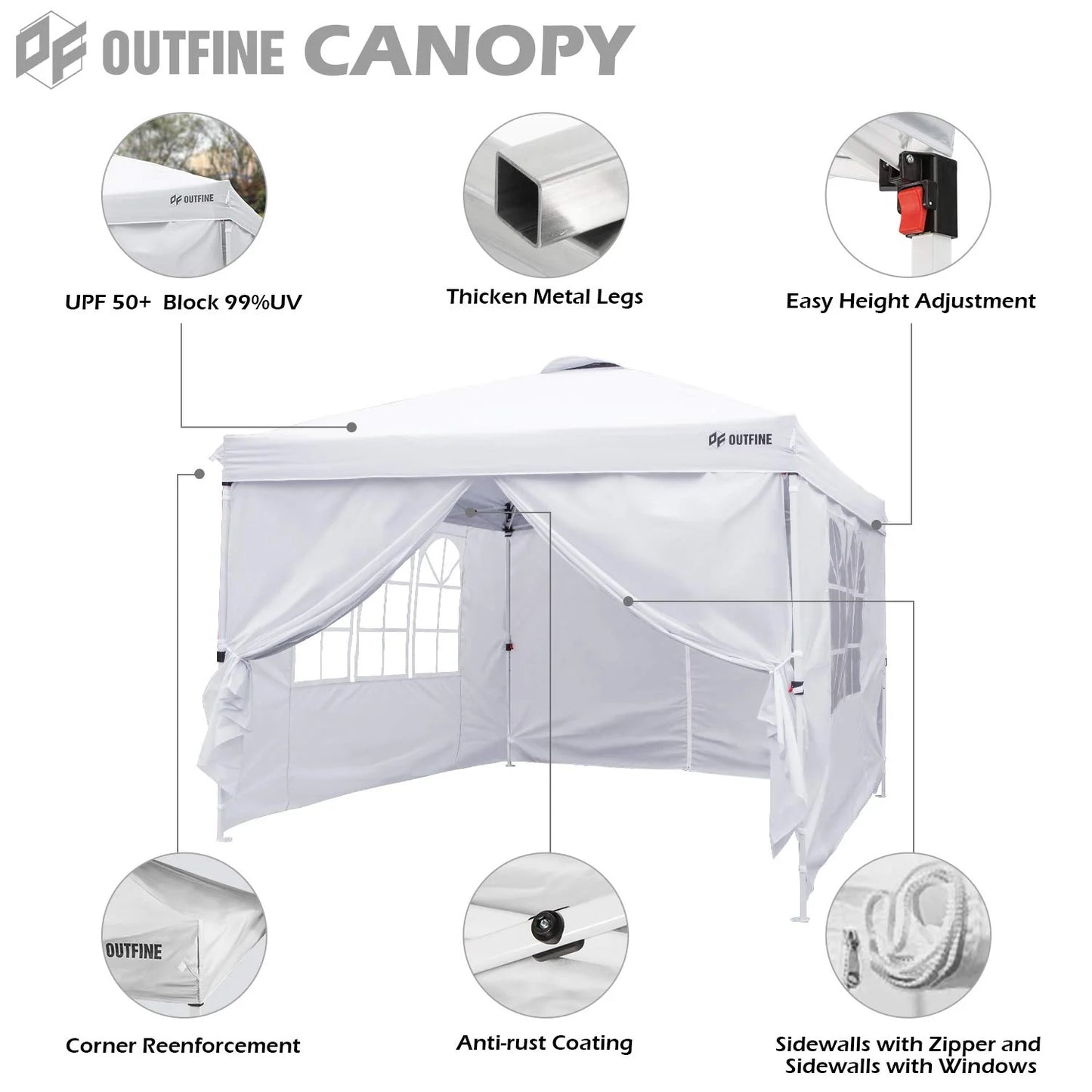 OUTFINE 10'x10' Pop Up Commercial Instant Gazebo Tent