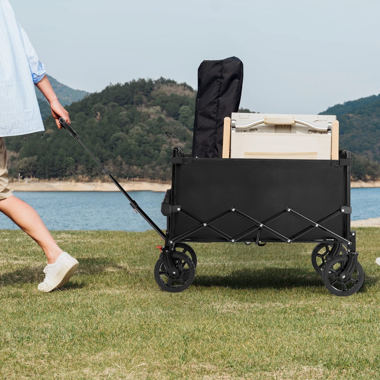 Navatiee Wagon Cart Heavy Duty Foldable, Collapsible Wagon