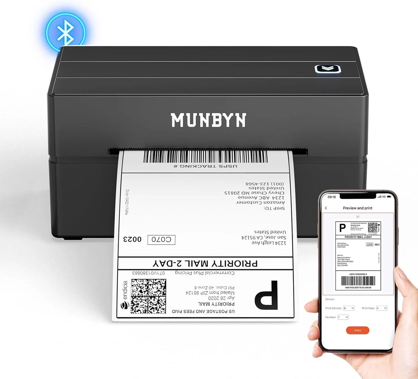 MUNBYN Bluetooth Thermal 4x6 Shipping Label Printer