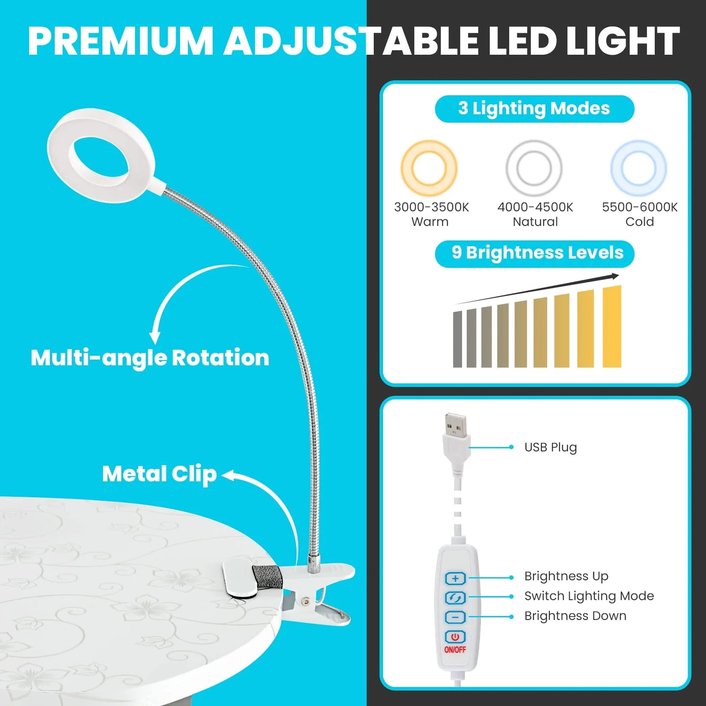 LDAILY Portable Nail Table with Electric Dust Collector