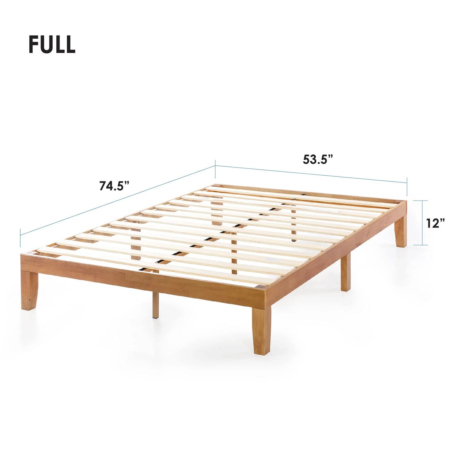 Mellow 12 Inch Solid Wood Platform Bed with Wooden Slats