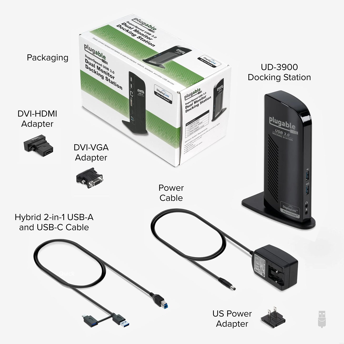 Plugable Universal Laptop Docking Station Dual Monitor for Windows and Mac