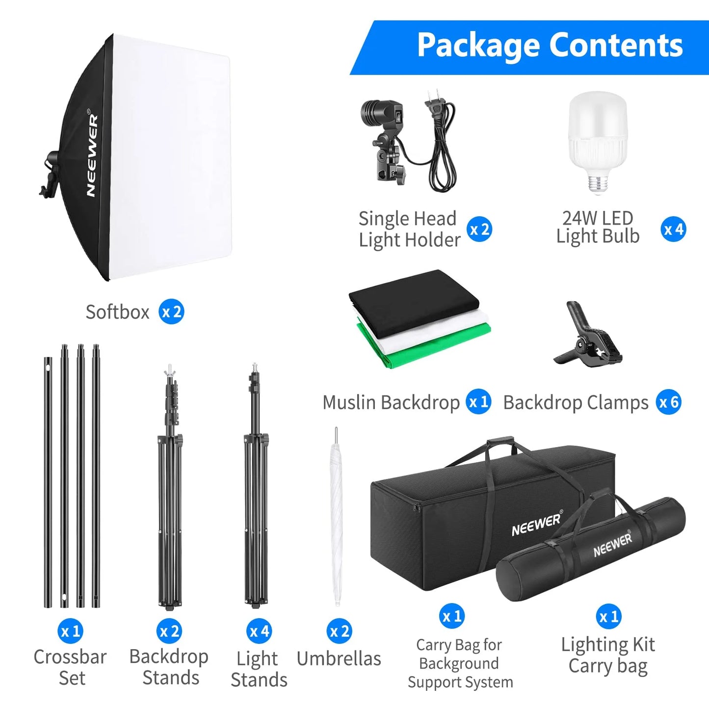 NEEWER Photography Lighting kit with Backdrops