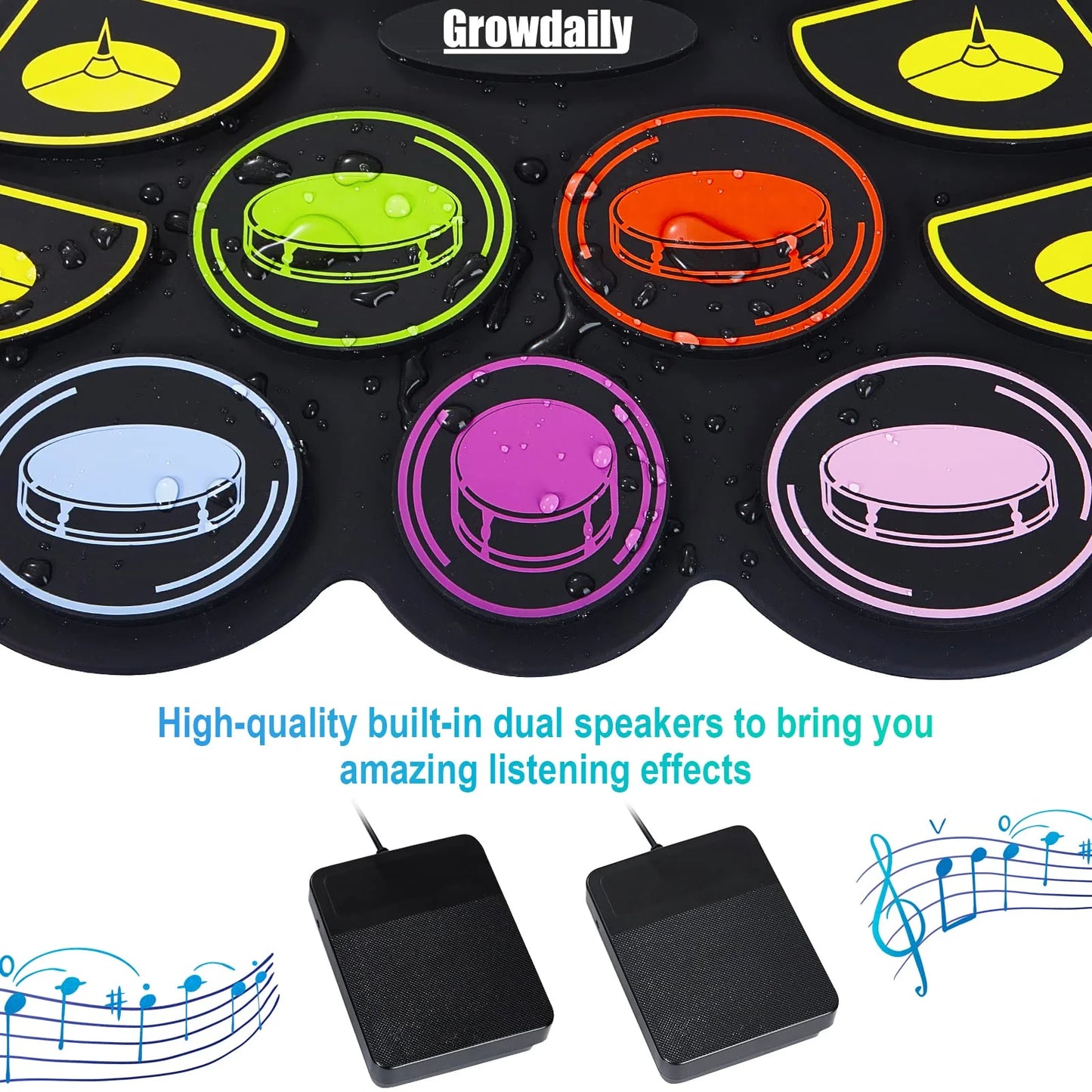 GrowDaily Electronic Drum Set Practice 9 Pads With Stand