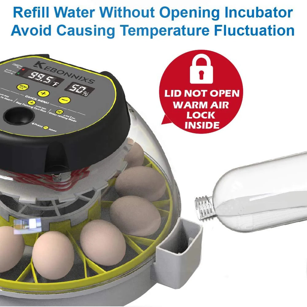 KEBONNIXS 12 Egg Incubator with Humidity Display