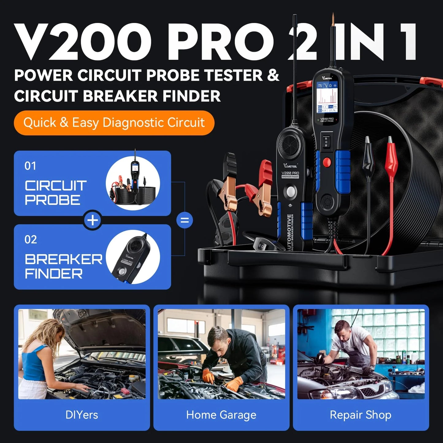 VDIAGTOOL V200 Pro Automotive Power Circuit Probe Tester