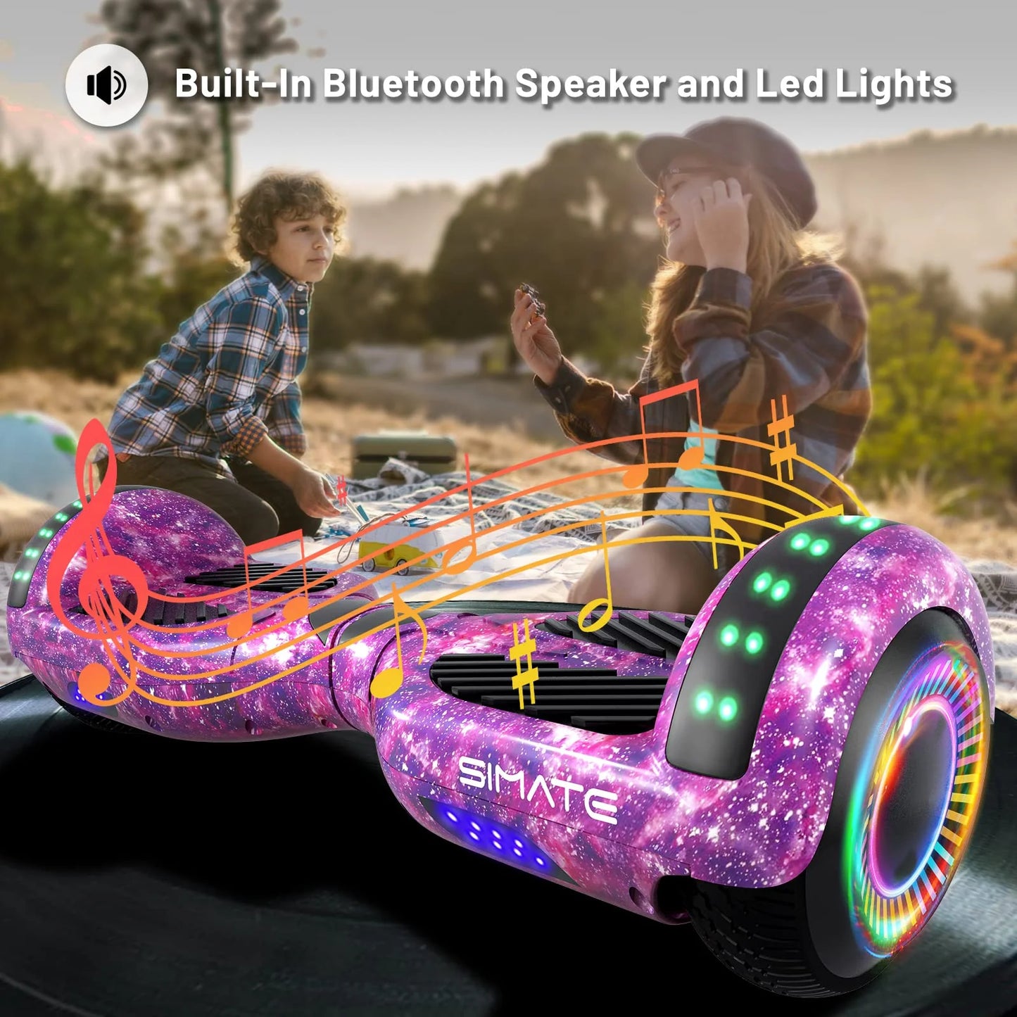 SIMATE 6.5" Hoverboard with Bluetooth & LED Lights