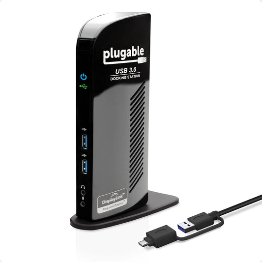 Plugable Universal Laptop Docking Station Dual Monitor for Windows and Mac