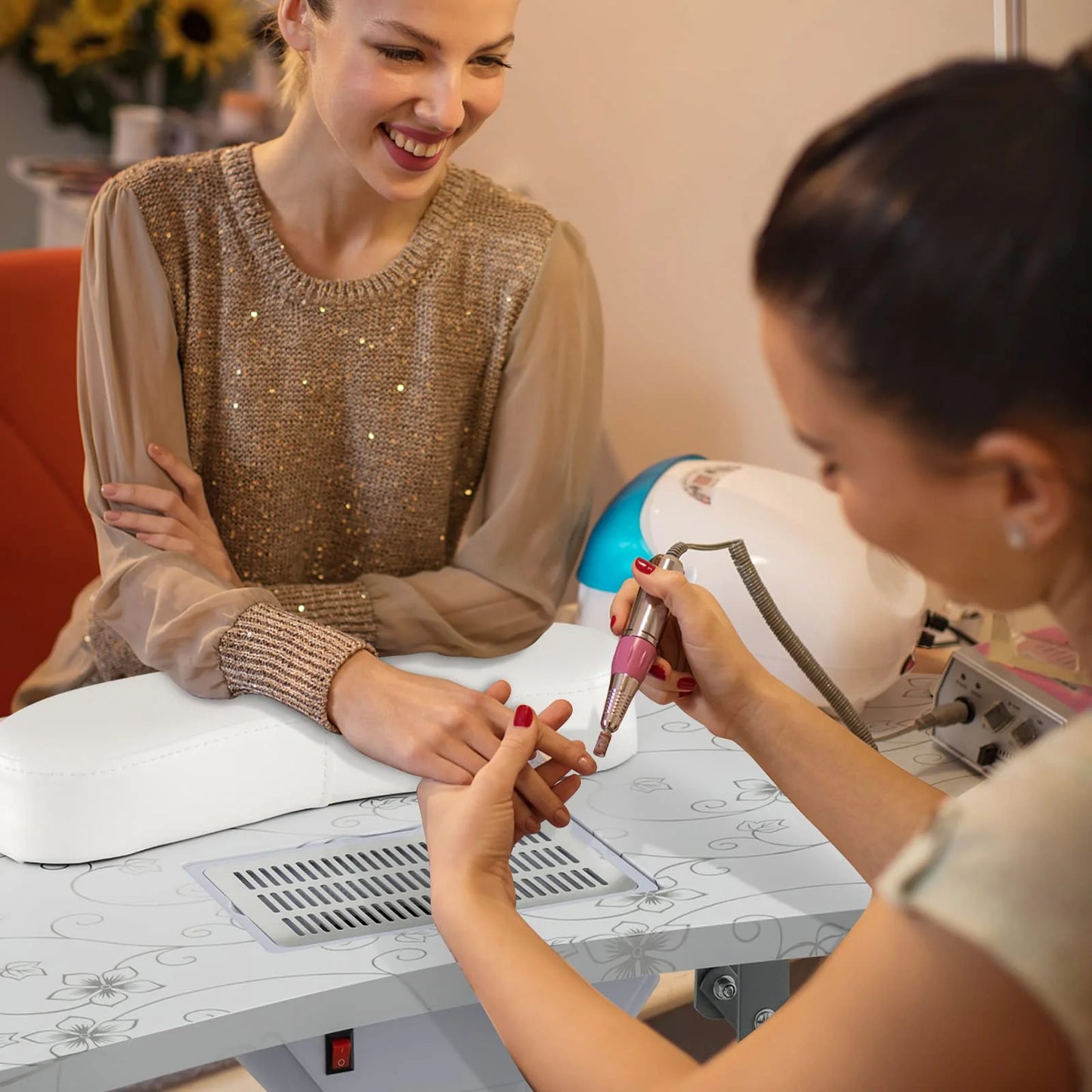 LDAILY Portable Nail Table with Electric Dust Collector