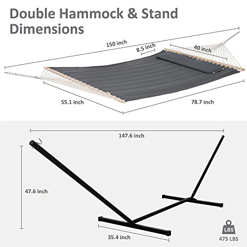 SUNCREAT 2 Person Hammock with Stand, 450 lbs Capacity