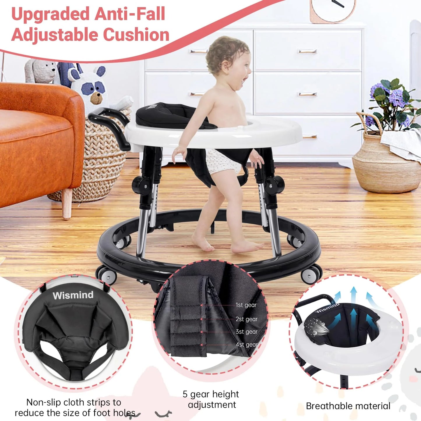 Wismind Foldable Music and Lights Baby Walker