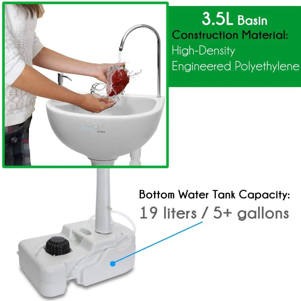 SereneLife Portable Camping Sink w/Towel Holder & Soap Dispenser