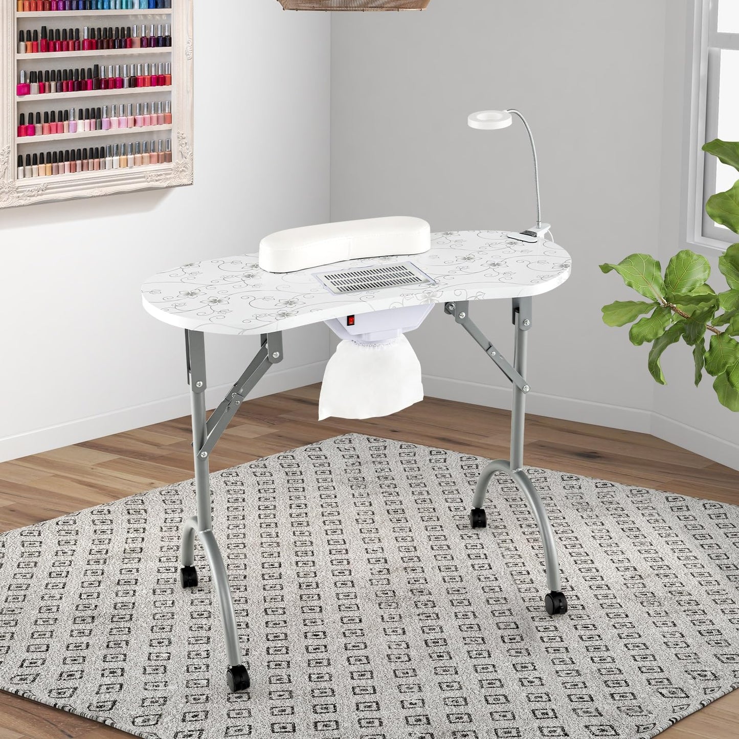 LDAILY Portable Nail Table with Electric Dust Collector