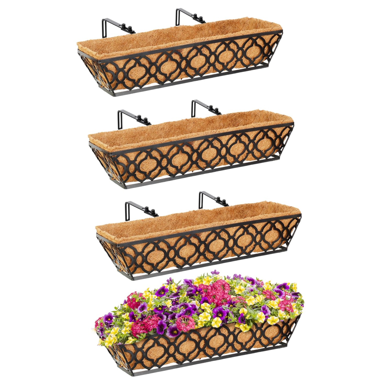 Y&M 4 Packs 24 Inch Flower Boxes for Deck Railings