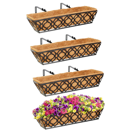 Y&M 4 Packs 24 Inch Flower Boxes for Deck Railings