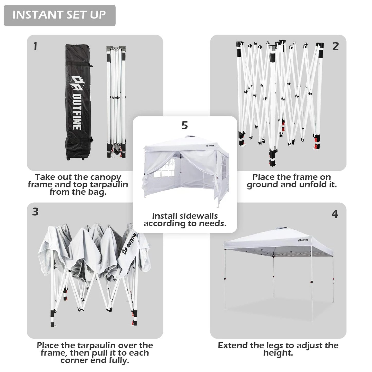 OUTFINE 10'x10' Pop Up Commercial Instant Gazebo Tent