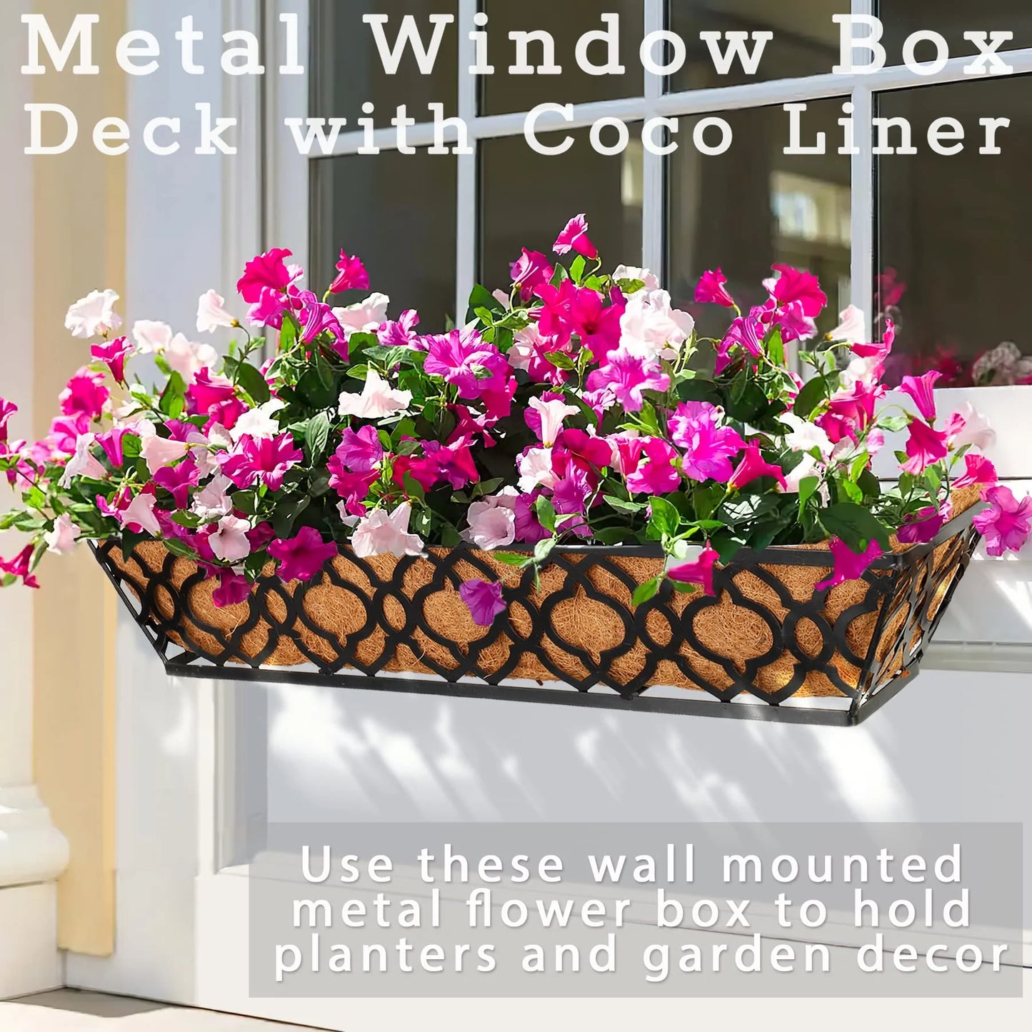 Y&M 4 Packs 24 Inch Flower Boxes for Deck Railings