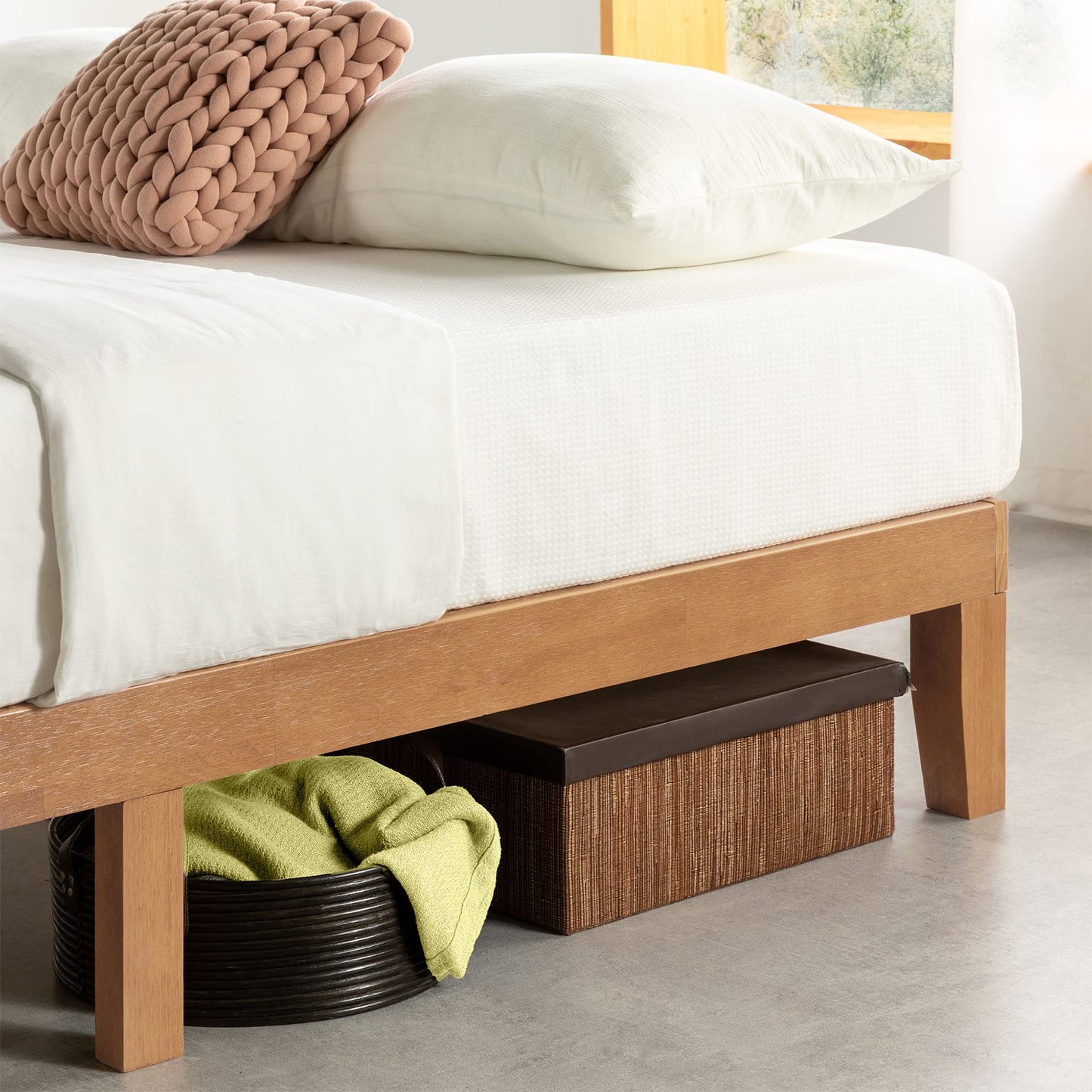 Mellow 12 Inch Solid Wood Platform Bed with Wooden Slats