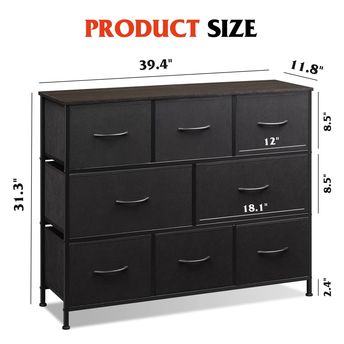 WLIVE Fabric Dresser for Bedroom, Storage Drawer Unit