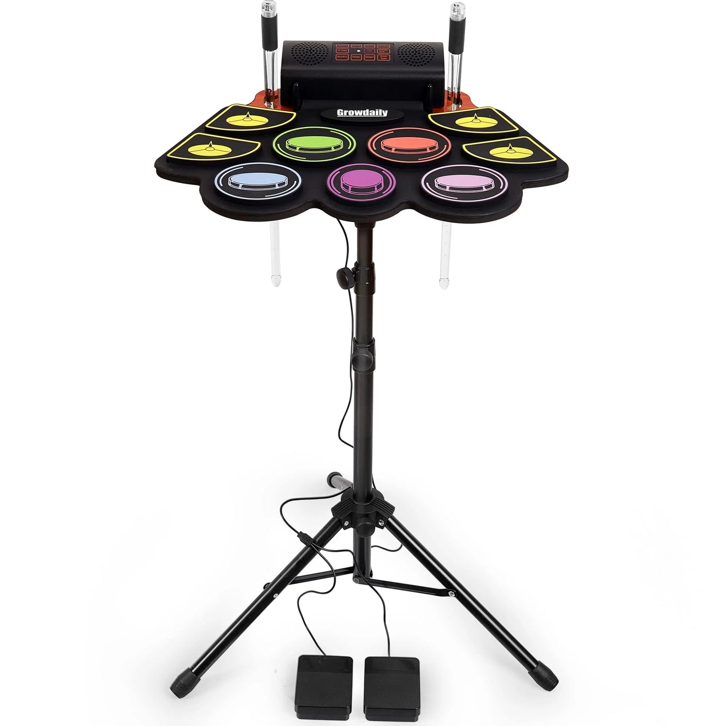 GrowDaily Electronic Drum Set Practice 9 Pads With Stand