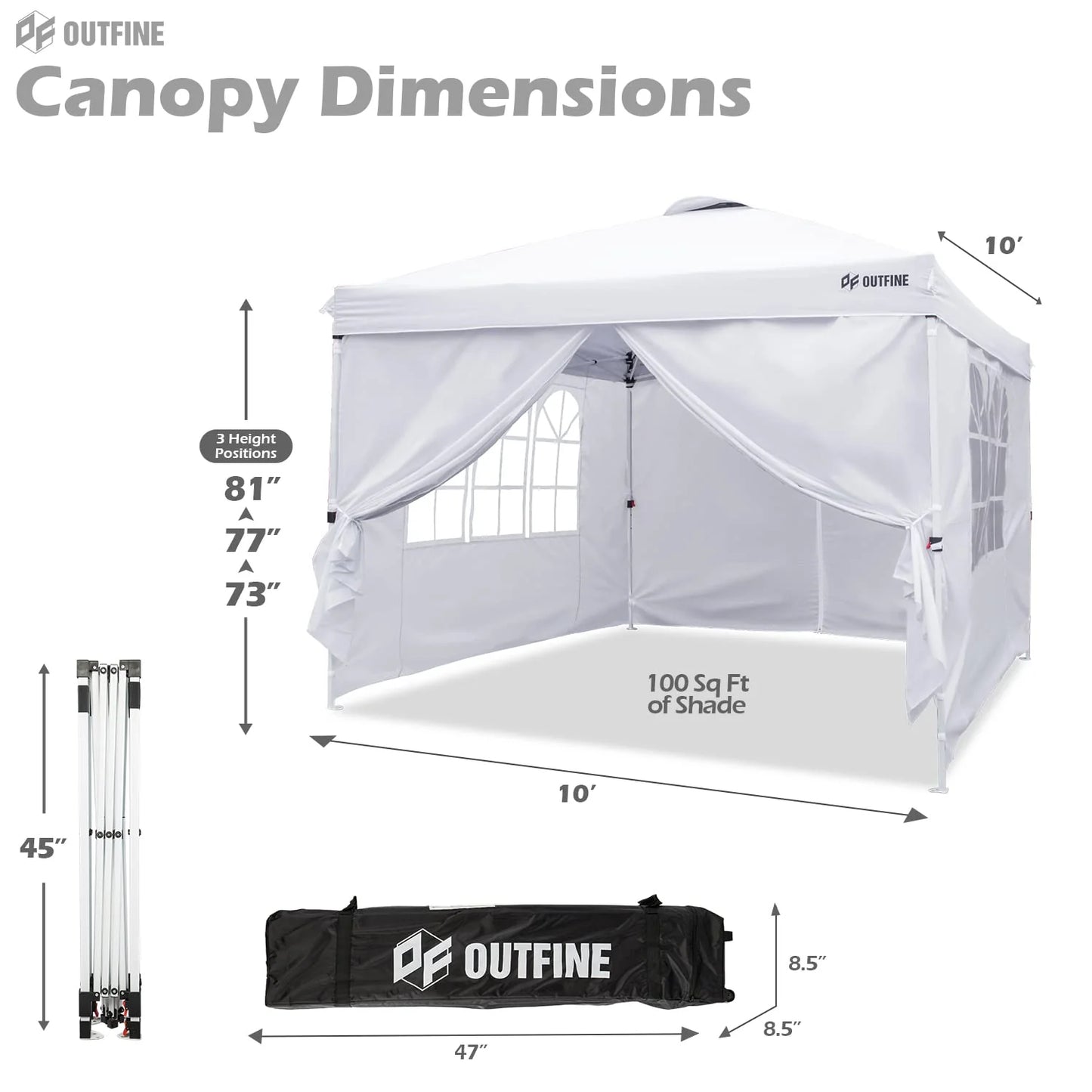 OUTFINE 10'x10' Pop Up Commercial Instant Gazebo Tent