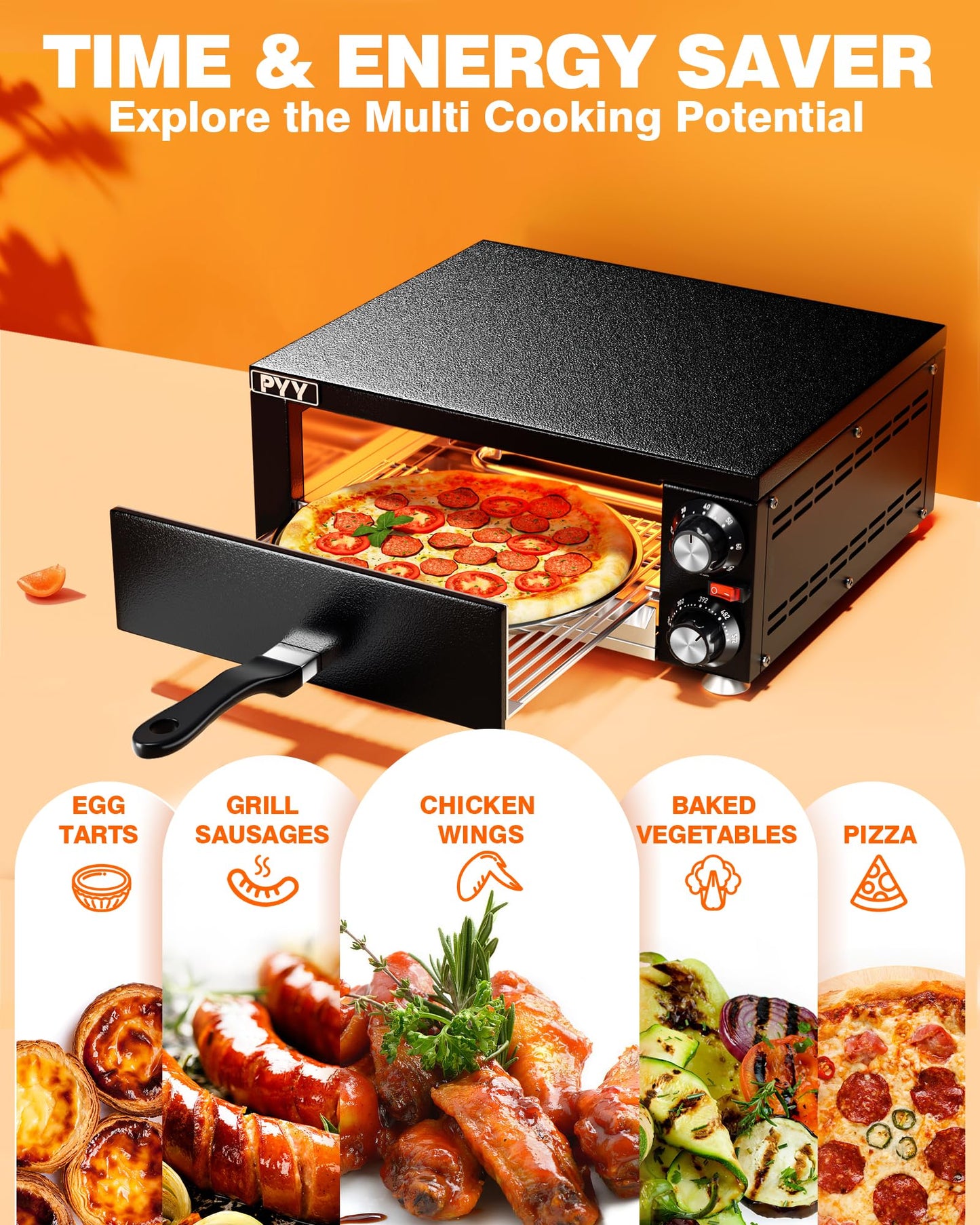 PYY Electric Countertop Pizza Oven, Pizza Maker Machine