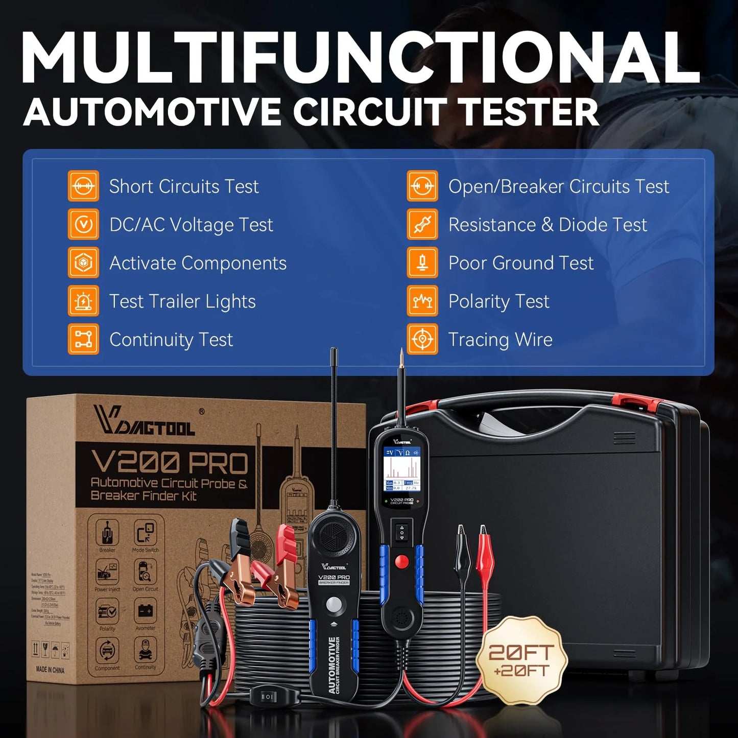 VDIAGTOOL V200 Pro Automotive Power Circuit Probe Tester