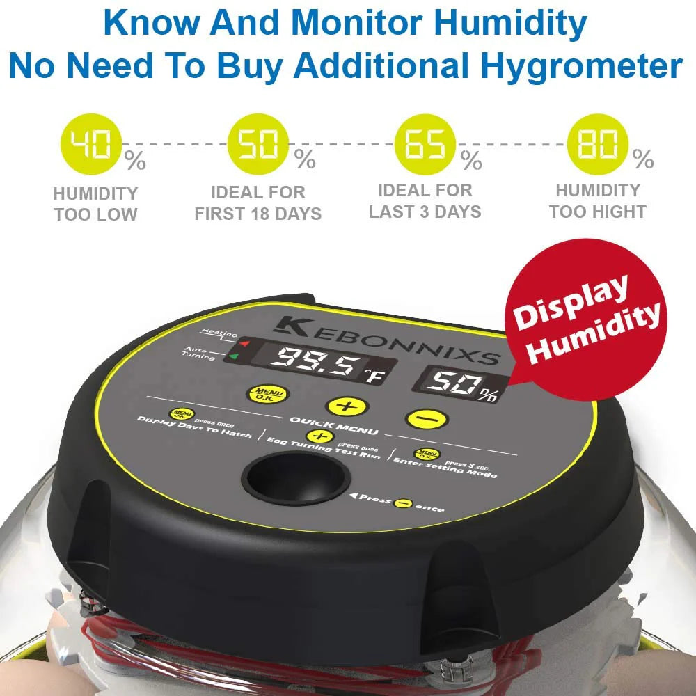 KEBONNIXS 12 Egg Incubator with Humidity Display