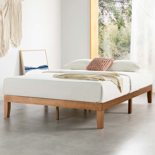 Mellow 12 Inch Solid Wood Platform Bed with Wooden Slats