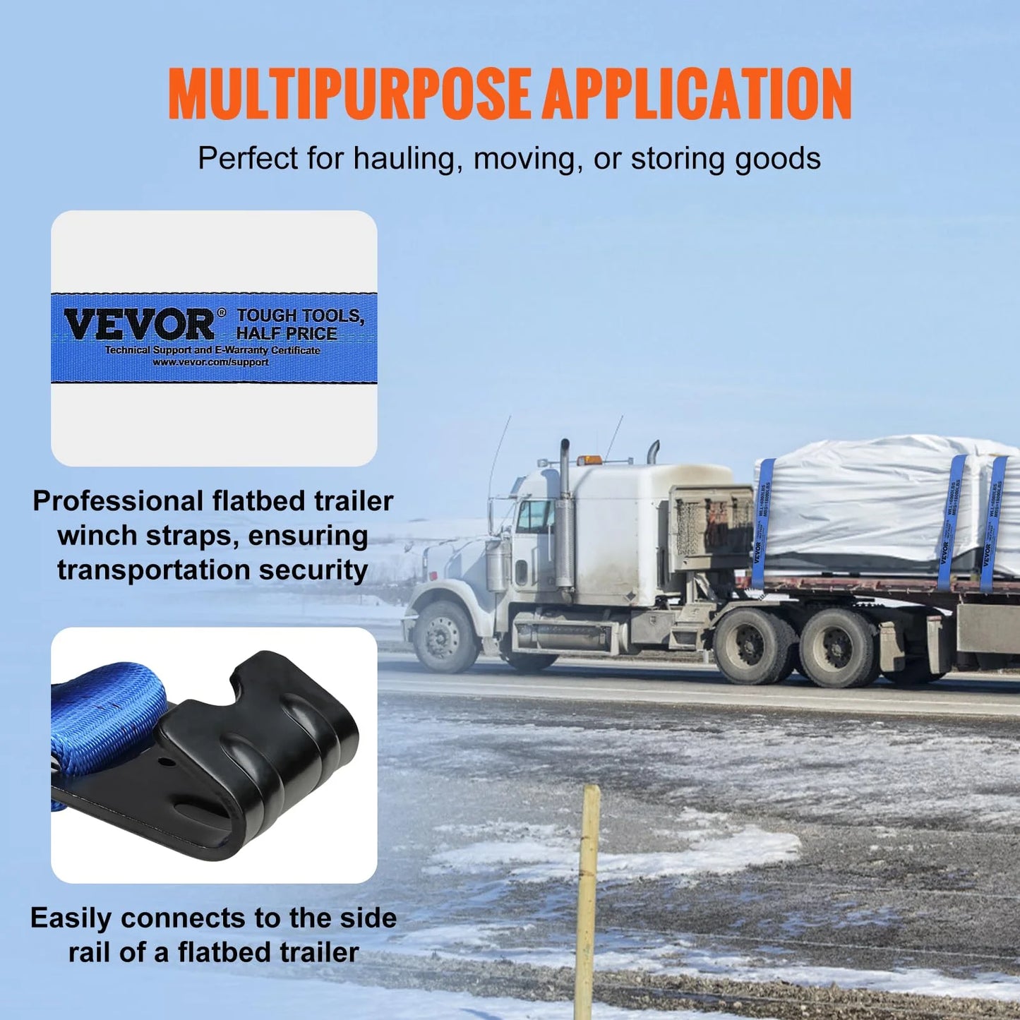 VEVOR 10 Pack 4" x30' Heavy Duty Truck Straps for Flatbeds, Trucks, Trailers