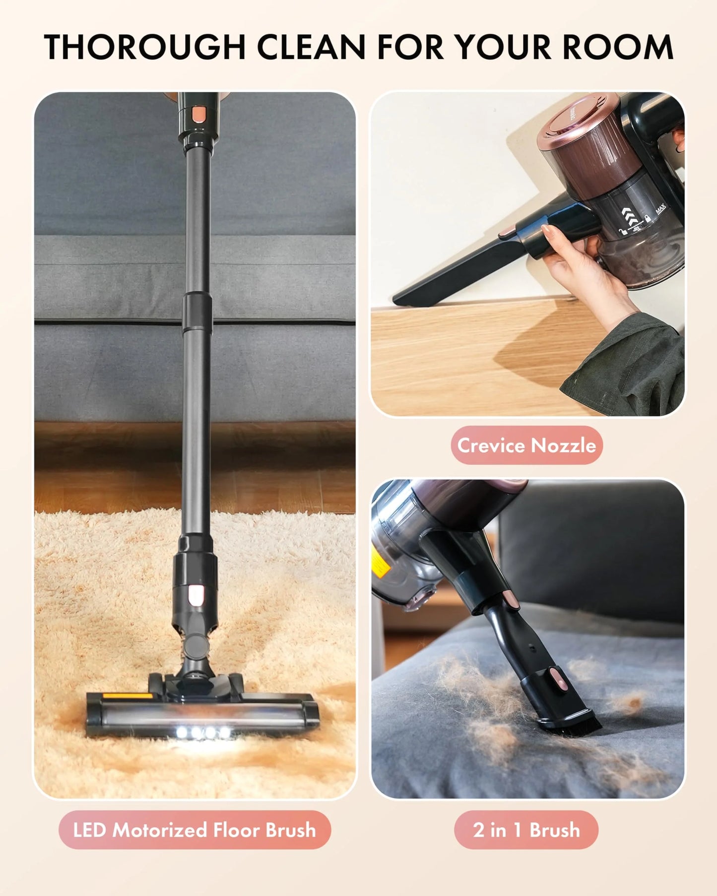 Homeika 28Kpa Cordless Vacuum for Carpet & Pet Hair