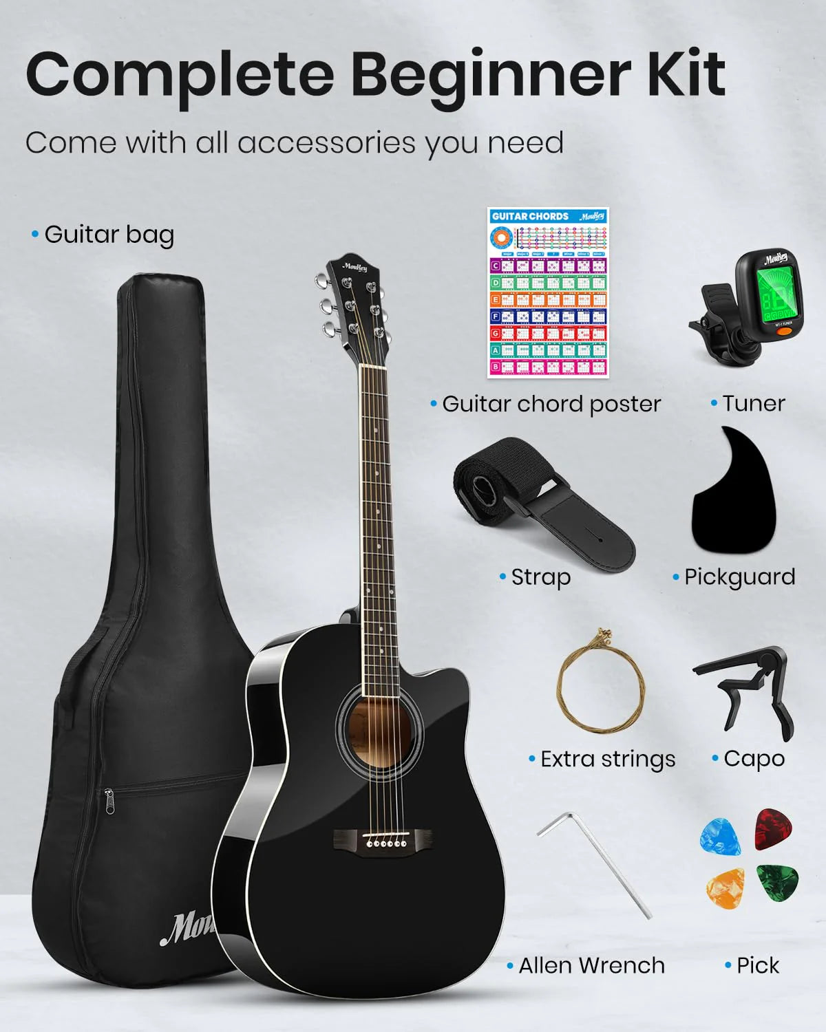 Moukey 41" Acoustic Guitar for Beginner Adult Teen