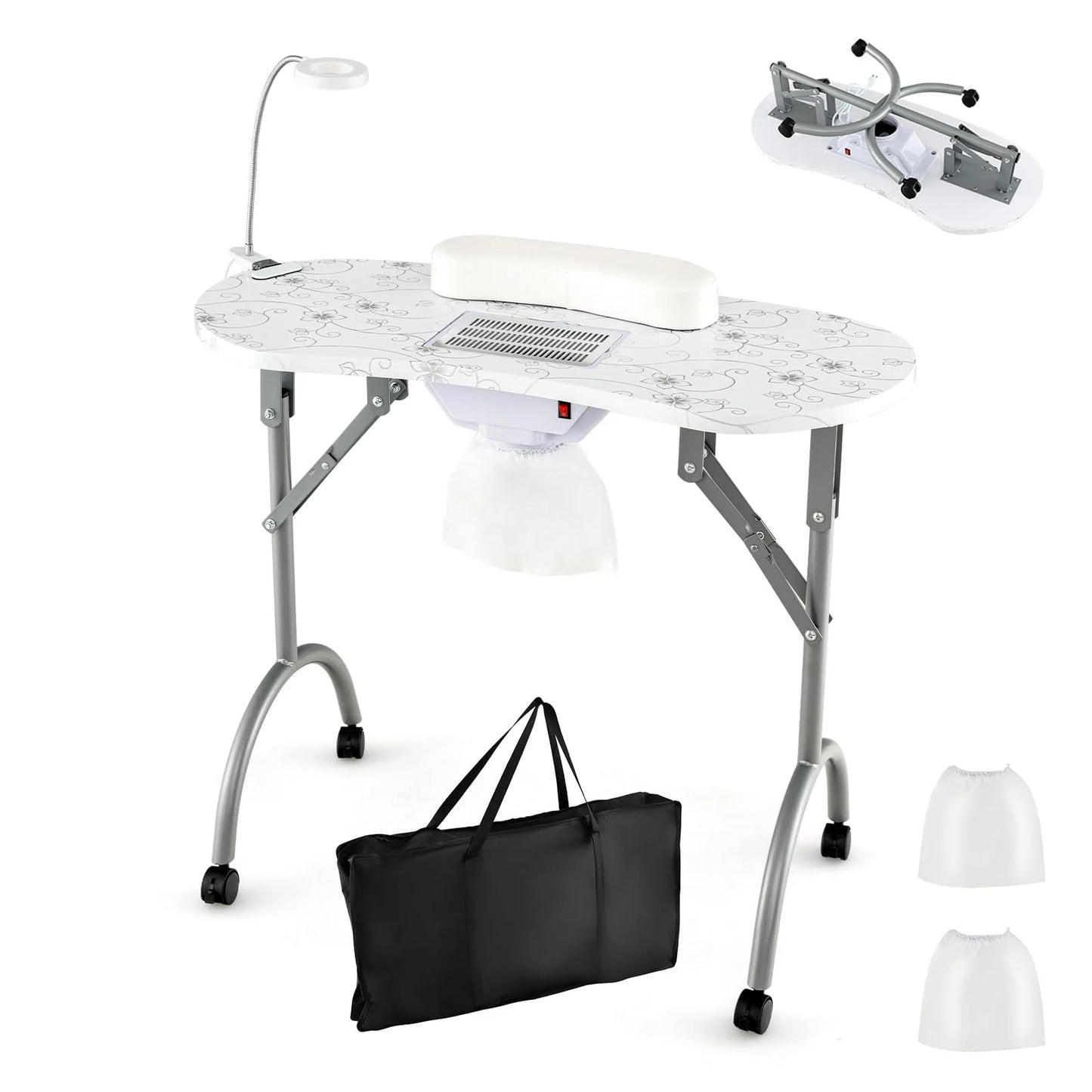 LDAILY Portable Nail Table with Electric Dust Collector