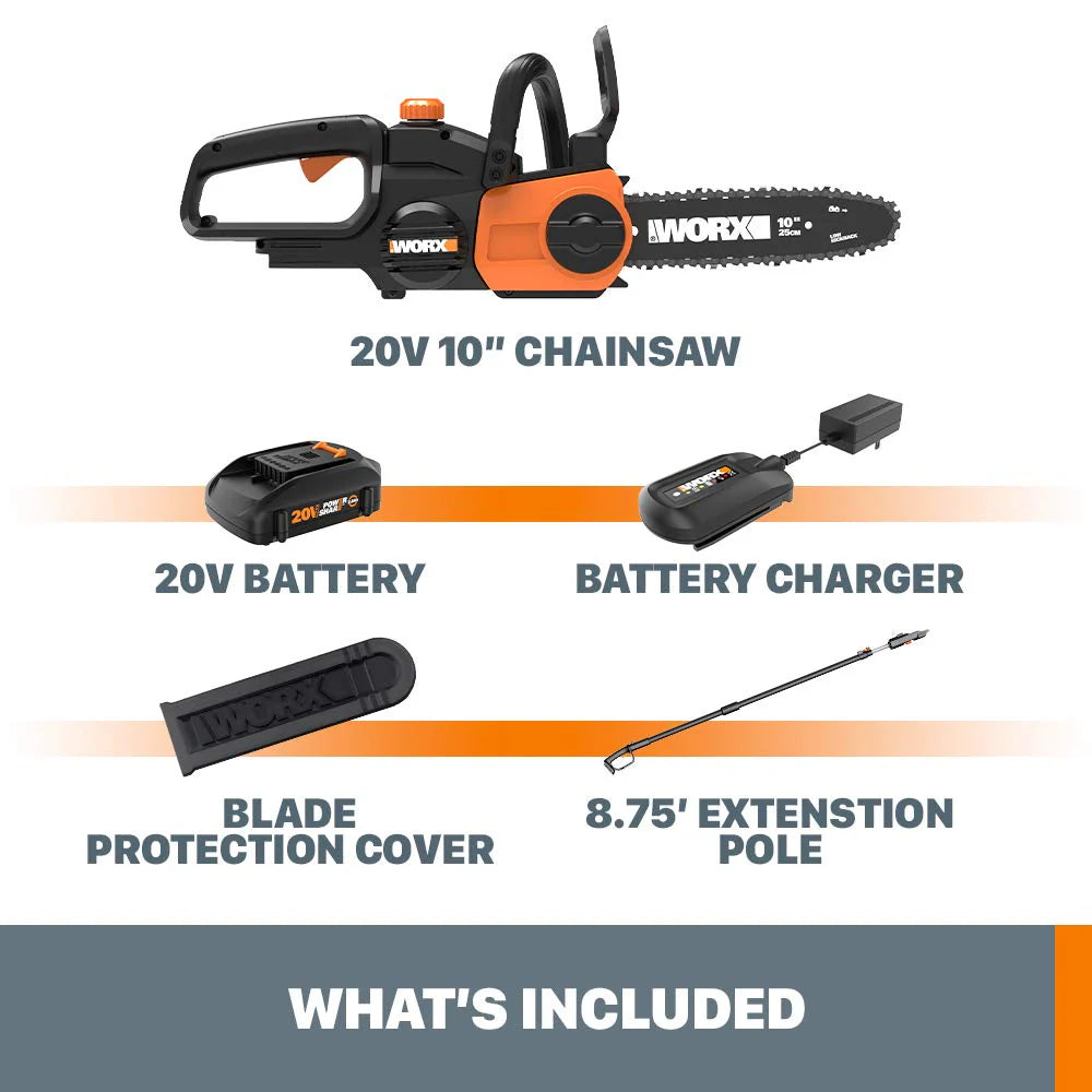 Worx 20V Power Share 10" Cordless Pole/Chain Saw