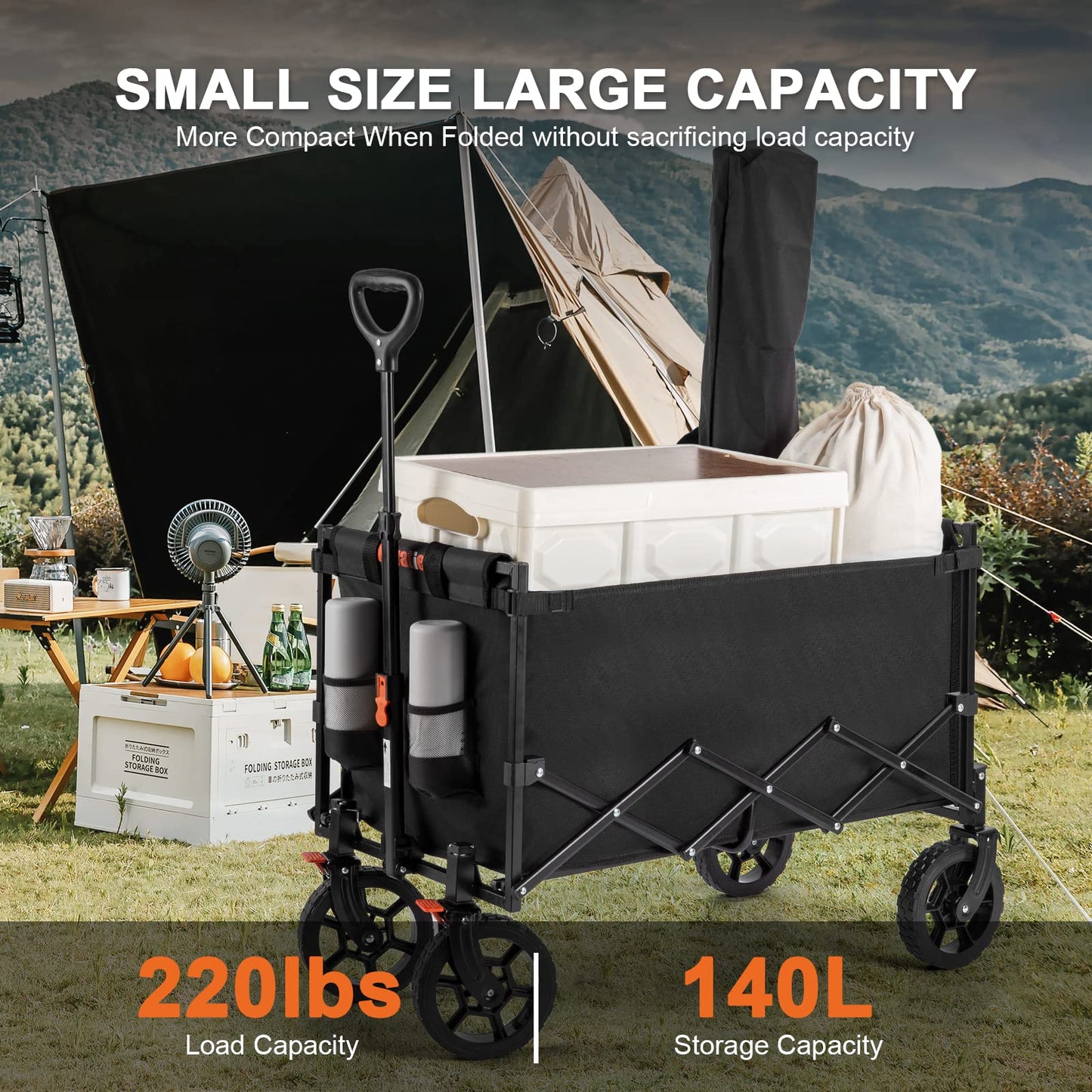 Navatiee Wagon Cart Heavy Duty Foldable, Collapsible Wagon