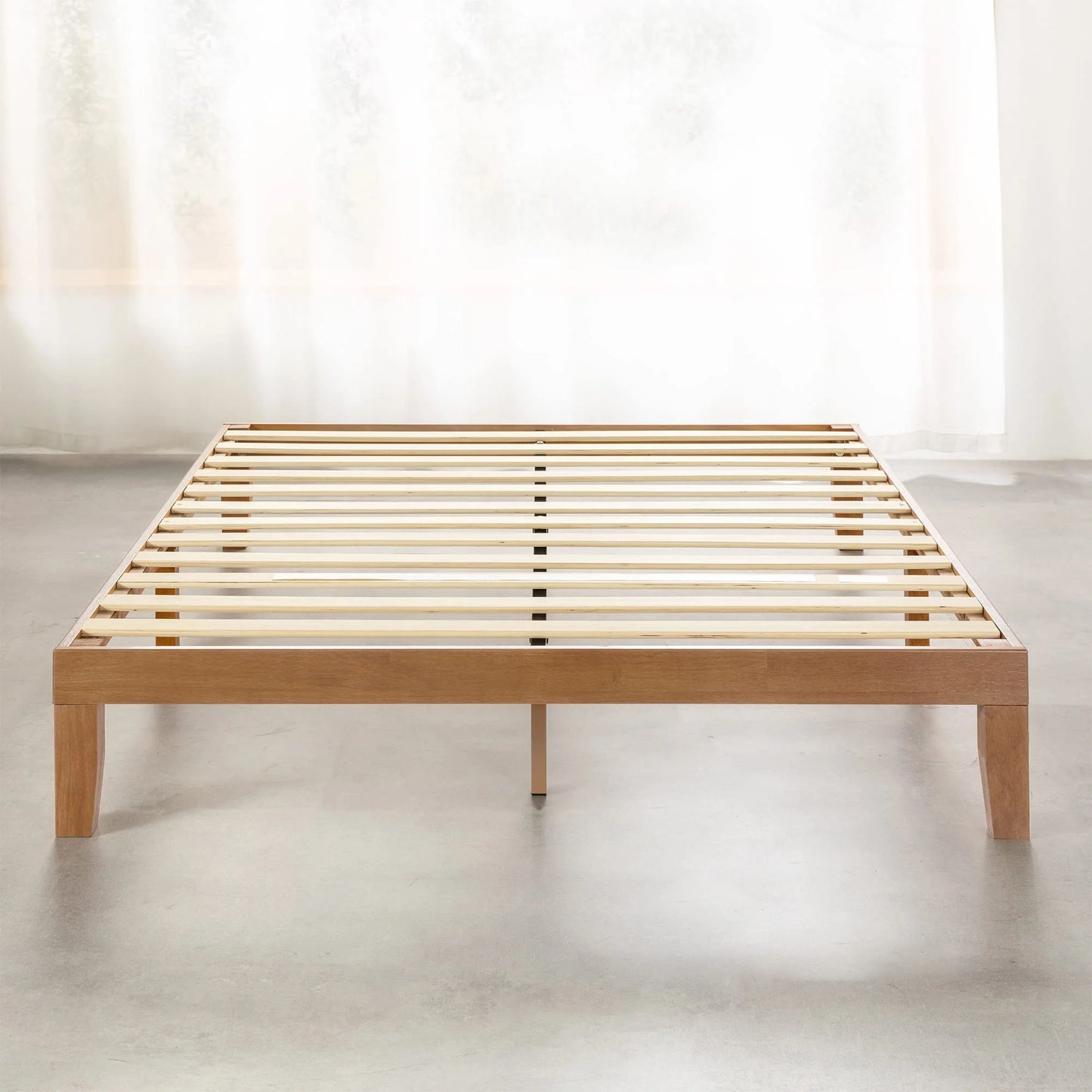 Mellow 12 Inch Solid Wood Platform Bed with Wooden Slats