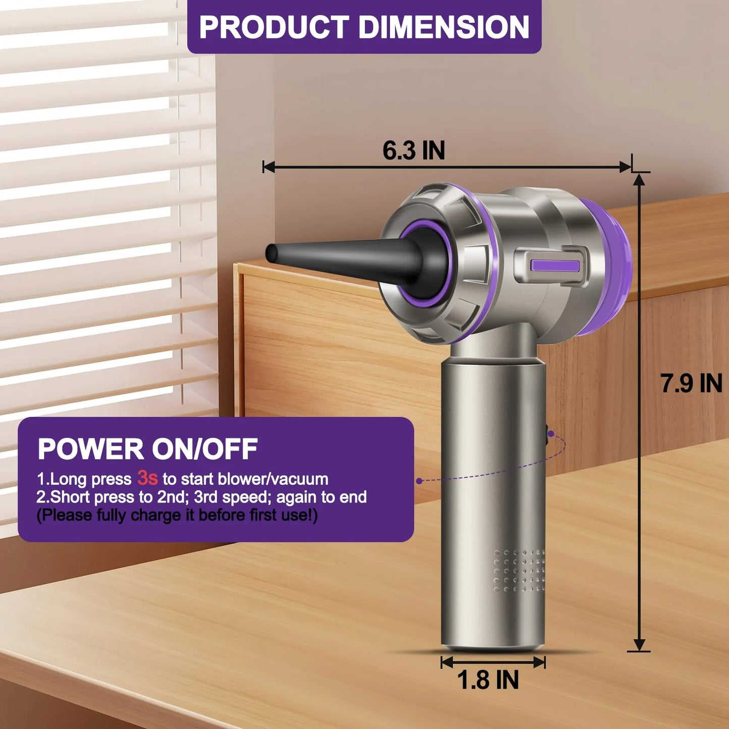 PeroBuno Air Duster for PC, 200000RPM Compressed Air Blower