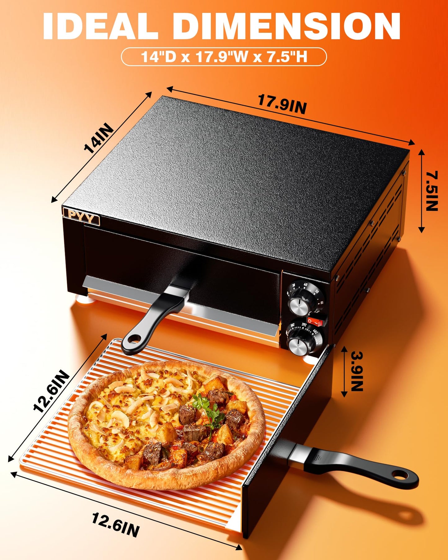 PYY Electric Countertop Pizza Oven, Pizza Maker Machine