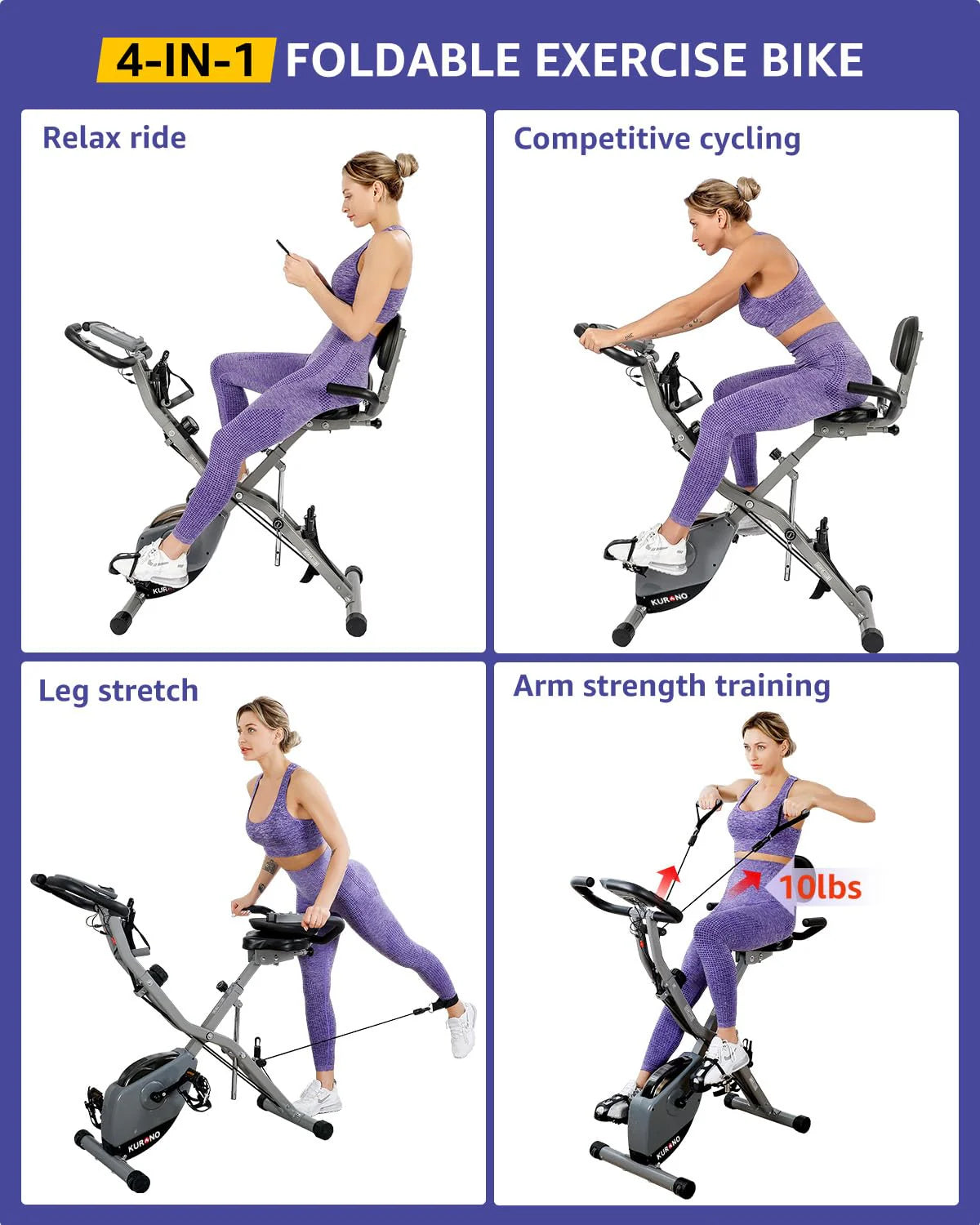 KURONO Stationary Exercise Bike for Home Workout