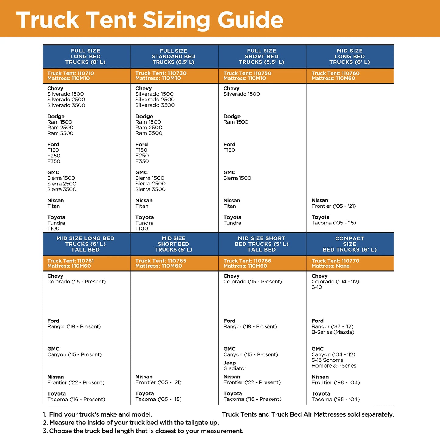 Rightline Gear Full Size Standard Truck 2 Person Bed Tent